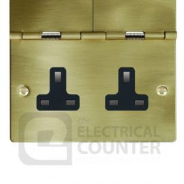 Polished Brass 2 Gang 13A Unswitched Floor Socket image