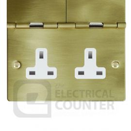 Polished Brass 2 Gang 13A Unswitched Floor Socket