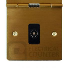 Satin Brass 1 Gang Non Isolated Television 1in/1out Floor Socket