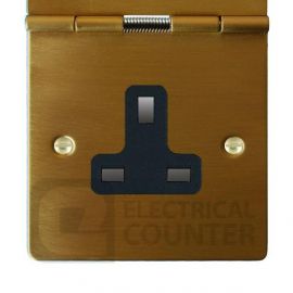 Satin Brass 1 Gang 13A Unswitched Floor Socket image