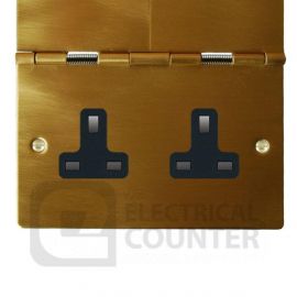 Satin Brass 2 Gang 13A Unswitched Floor Socket