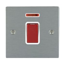 Hamilton 8445NW Sheer Satin Steel 1 Gang 45A 2 Pole Neon Red Rocker Switch - White Insert image