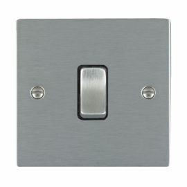 Hamilton 84R21SS-B Sheer Satin Steel 1 Gang 10AX 2 Way Plate Switch - Steel and Black Insert image