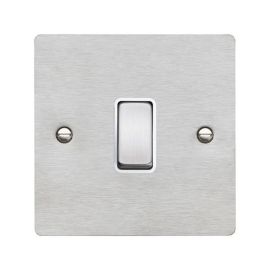 Hamilton 84R21SS-W Sheer Satin Steel 1 Gang 10AX 2 Way Plate Switch - Steel and White Insert