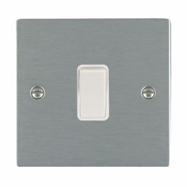 Hamilton 84R21WH-W Sheer Satin Steel 1 Gang 10AX 2 Way Plate Switch - White Insert