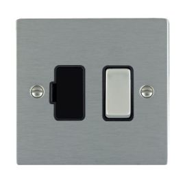 Hamilton 84SPSS-B Sheer Satin Steel 1 Gang 13A 2 Pole Switched Fused Spur Unit - Steel and Black Insert image