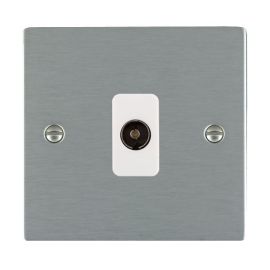 Hamilton 84TVIW Sheer Satin Steel 1 Gang Isolated 1in/1out Coaxial TV Outlet - White Insert