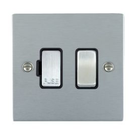 Hamilton 86SPSC-B Sheer Satin Chrome 1 Gang 13A 2 Pole Switched Fused Spur Unit - Chrome and Black Insert