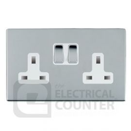 Hamilton 87CSS2BC-W Sheer CFX Bright Chrome 2 Gang 13A Double Pole Switched Socket - White Insert image