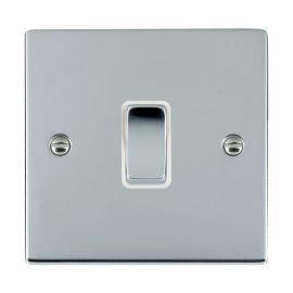 Hamilton 87R21BC-W Sheer Bright Chrome 1 Gang 10AX 2 Way Plate Switch - Chrome and White Insert
