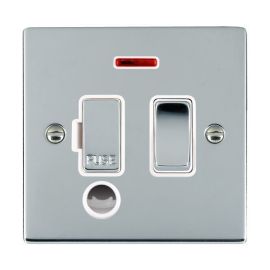 Hamilton 87SPNCBC-W Sheer Bright Chrome 1 Gang 13A 2 Pole Flex Outlet Neon Switched Fused Spur Unit - Chrome and White Insert