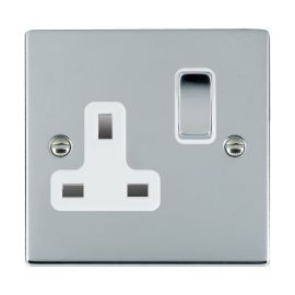 Hamilton 87SS1BC-W Sheer Bright Chrome 1 Gang 13A 2 Pole Switched Socket - Chrome and White Insert