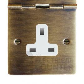 Antique Brass 1 Gang 13A Unswitched Floor Socket