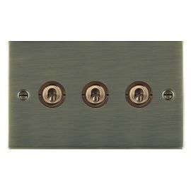 Hamilton 89T23 Sheer Antique Brass 3 Gang 20AX 2 Way Toggle Switch