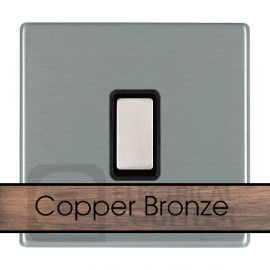 Hamilton 8CBC1XTMBK-B Sheer CFX Copper Bronze 1 Gang 250W/210VA Multi-Way Resistive-Inductive Trailing Edge Master Touch Dimmer - Black Insert image