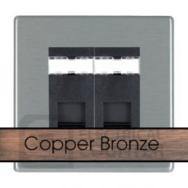Hamilton 8CBC2J12B Sheer CFX Copper Bronze 2 Gang RJ12 Outlet - Black Insert image