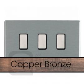Hamilton 8CBC3XTMBK-B Sheer CFX Copper Bronze 3 Gang 250W/210VA Multi-Way Resistive-Inductive Trailing Edge Master Touch Dimmer - Black Insert image