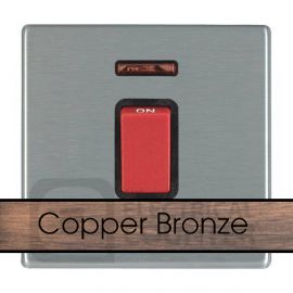 Hamilton 8CBC45NB Sheer CFX Copper Bronze 1 Gang 45A Double Pole Neon Cooker Switch - Black Insert image