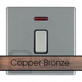 Hamilton 8CBCDPNBL-B Sheer CFX Copper Bronze 1 Gang 20AX Double Pole Neon Switch - Black Insert image