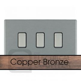 Hamilton 8CBCR23BL-B Sheer CFX Copper Bronze 3 Gang 10AX 2 Way Switch - Black Insert image
