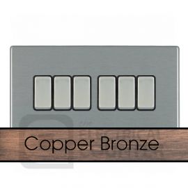 Hamilton 8CBCR26BL-B Sheer CFX Copper Bronze 6 Gang 10AX 2 Way Switch - Black Insert image
