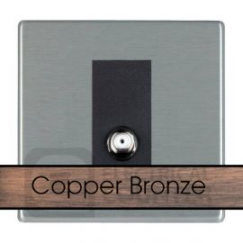 Hamilton 8CBCSATNB Sheer CFX Copper Bronze 1 Gang Non-Isolated Satellite Outlet - Black Insert image