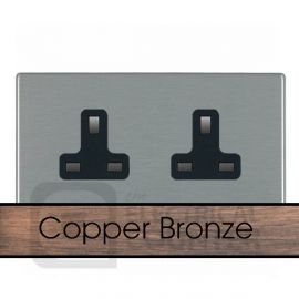 Hamilton 8CBCUS99B Sheer CFX Copper Bronze 2 Gang 13A Unswitched Socket - Black Insert image