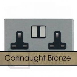 Hamilton 8HBCSS2BL-B Sheer CFX Connaught Bronze 2 Gang 13A Double Pole Switched Socket - Black Insert image
