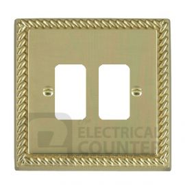 Grid-IT Cheriton Georgian Polished Brass 2G Grid Fix Aperture Plate image