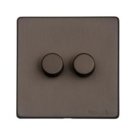 Heritage Brass X09.270.TED Vintage Matt Bronze 2 Gang 120W Trailing Edge LED Dimmer Switch