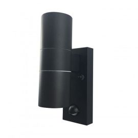 Black Finish Stainless Steel 35W Up/Down Wall Light IP44 with PIR
