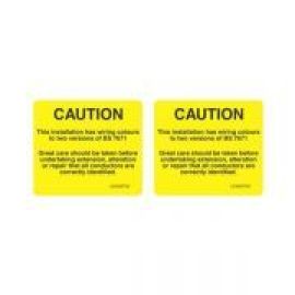 "CAUTION - WIRING COLOURS" Electrical Safety Labels - Roll of 200 image
