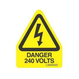 "DANGER 240 VOLTS" Triangle Electrical Safety Labels - Roll of 100 image