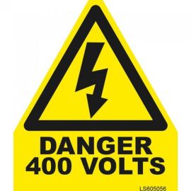 "DANGER 400 VOLTS" Triangle Electrical Safety Labels - Roll of 100 image