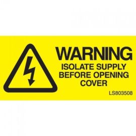 "WARNING ISOLATE SUPPLY BEFORE" Electrical Safety Labels - Roll of 100 image