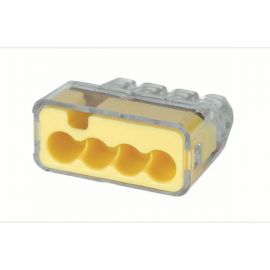 Ideal 30-1034 Wago IN-SURE Push-In Wire Connector Model 34 4 Port Yellow Box of 100 image