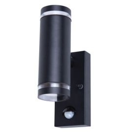 Integral ILDED048 Black IP65 IK08 5W GU10 Outdoor Up and Down Stainless Steel PIR Wall Light