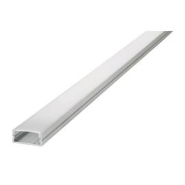 Integral LED ILPFS063 2m 23 x 10mm Aluminium Frosted Diffuser Surface Profile with 2 Endcaps, 4 Mounting Brackets image