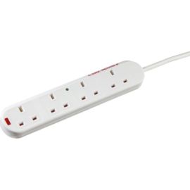 Knightsbridge 2004S2M White 4 Gang 13A 2000mm Cable Surge Protected Neon Extension Lead