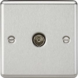 Knightsbridge CL010BC Rounded Edge Brushed Chrome 1 Gang Non-Isolated TV Outlet image