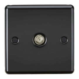 Knightsbridge CL010MB Rounded Edge Matt Black 1 Gang Non-Isolated Television Outlet image