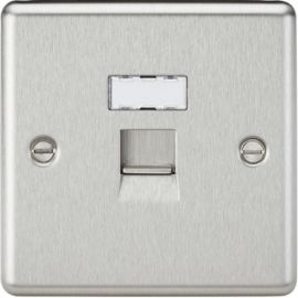 Knightsbridge CL45BC Rounded Edge Brushed Chrome 1 Gang RJ45 Network Outlet