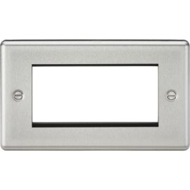 Knightsbridge CL4GBC Modular Brushed Chrome 4 Gang Rounded Edge Front Plate