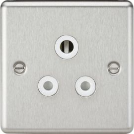Knightsbridge CL5ABCW Rounded Edge Brushed Chrome 5A Unswitched Socket - White Insert image