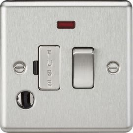 Knightsbridge CL63FBC Rounded Edge Brushed Chrome 13A Flex Outlet Neon Switched Fused Spur Unit