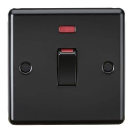 Knightsbridge CL81MNMBB Rounded Edge Matt Black 1 Gang 45A Neon Double Pole Cooker Switch
