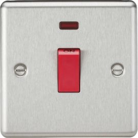Knightsbridge CL81NBC Rounded Edge Brushed Chrome 45A 2 Pole Neon Switch