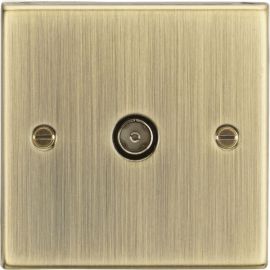 Knightsbridge CS010AB Square Edge Antique Brass 1 Gang Non-Isolated TV Outlet