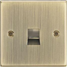 Knightsbridge CS74AB Square Edge Antique Brass 1 Gang Telephone Extension Outlet image