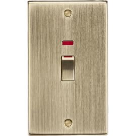 Knightsbridge CS82MNAB Square Edge Antique Brass 2 Gang Vertical 45A 2 Pole Neon Cooker Switch image